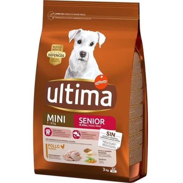 Alimento para perro mini adulto senior ULTIMA, saco 3 kg - 1 ud - Imagen del producto en Findit