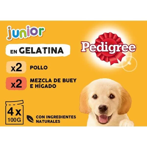 Alimento de pollo-arroz para perro junior PEDIGREE, pack 4x100 g - 1 ud - Imagen del producto en Findit