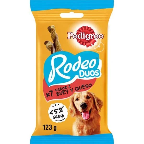 Rodeo duos de queso-buey para perro PEDIGREE, paquete 123 g - 0.12 kg - Imagen del producto en Findit