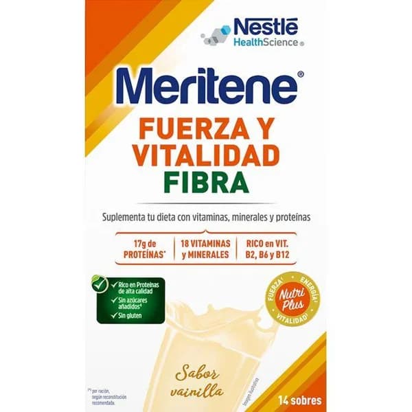 Bebida soluble con fibra sabor vainilla MERITENE, pack 6x50 g - 0.3 kg - Imagen del producto en Findit