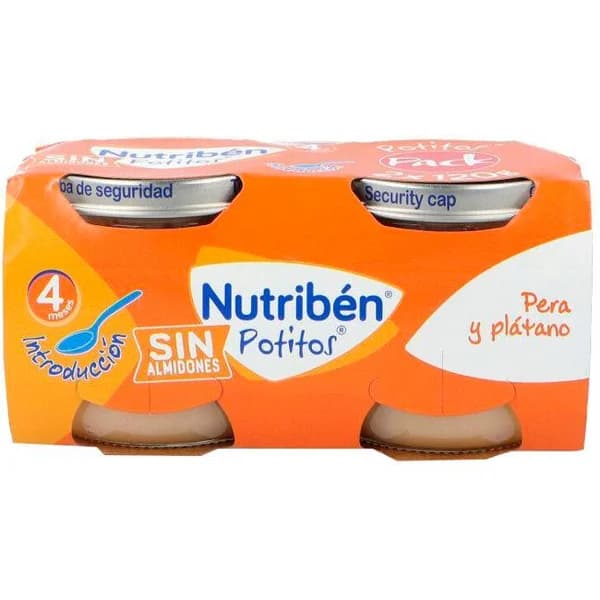 Potito de pera y plátano sin almidón NUTRIBEN, pack 2x120 g - 0.24 kg - Imagen del producto en Findit