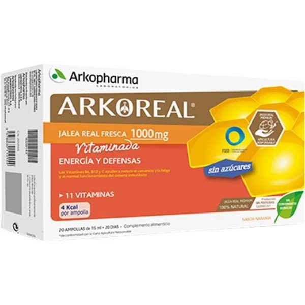 Jalea real vitaminada s/ azúcar ARKOPHARMA, caja 20 ampollas - 20 ud - Imagen del producto en Findit