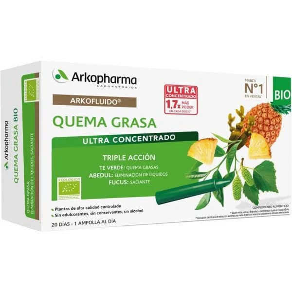 Quemagrasa ARKOPHARMA ARKOFLUIDO, caja 20 ampollas - 20 ud - Imagen del producto en Findit