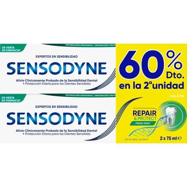 Detífrico repair&protec SENSODYNE, pack 2x75 ml - 1 ud - Imagen del producto en Findit