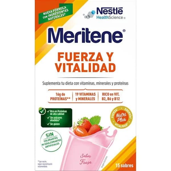 Bebida soluble sabor fresa MERITENE, pack 15x30 g - 0.45 kg - Imagen del producto en Findit
