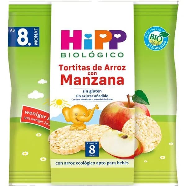 Tortitas de arroz y manzana bio HIPP, bolsa 30 g - 0.03 kg - Imagen del producto en Findit