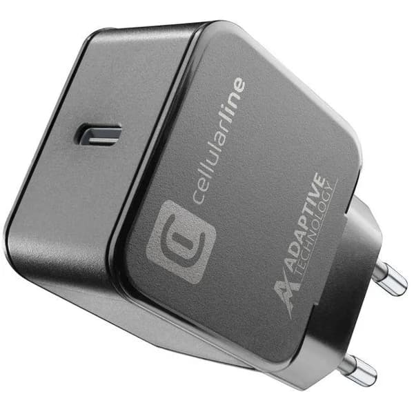 Cargador de red negro, 15 W, puerto USB Tipo-C, ACHSMUSBC15WK CELLULAR LINE - 15 ud - Imagen del producto en Findit