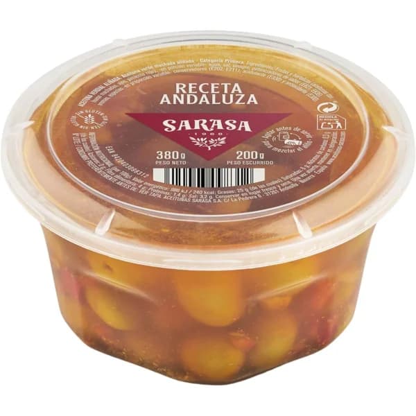 Aceitunas Receta del cortijo SARASA, tarrina 200 g - 0.2 kg - Imagen del producto en Findit