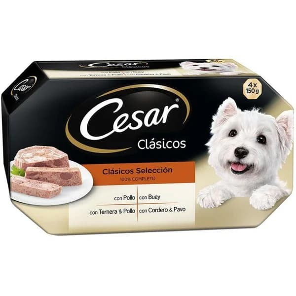Tarrina de carne para perro CÉSAR, pack 4x150 g - 0.6 kg - Imagen del producto en Findit