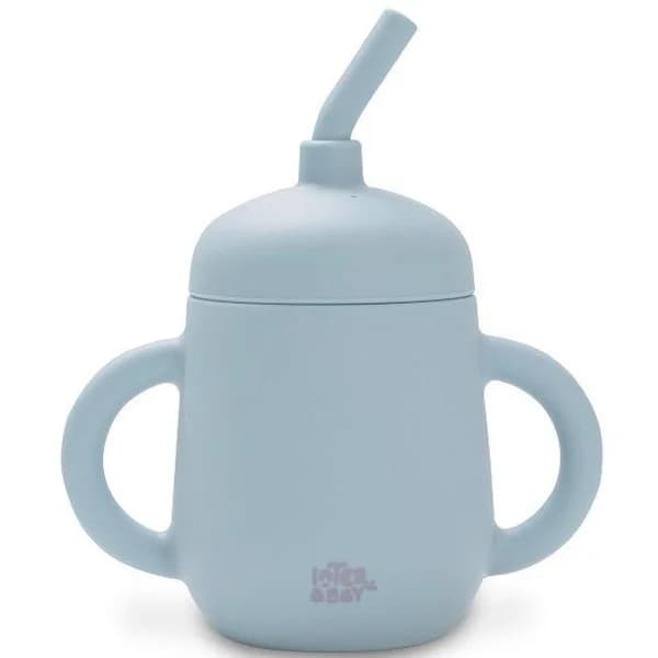 Taza azul antigoreo de entrenamiento con pajita de silicona INTERBABY - 1 ud - Imagen del producto en Findit