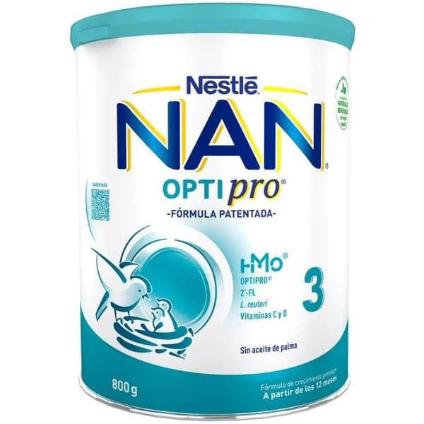 Leche de crecimiento 12 meses NESTLÉ Nan 3 Optipro, lata 800 g - 0.8 kg - Imagen del producto en Findit