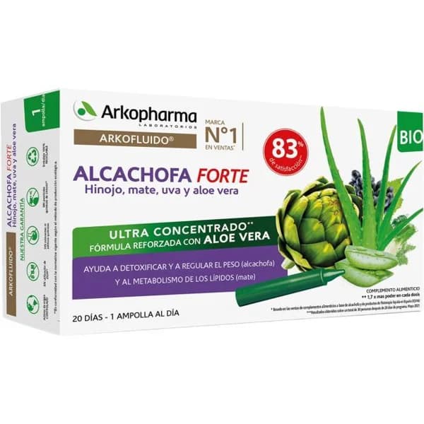 Alcachofa Forte Bio ARKOPHARMA ARKOFLUIDO, caja 20 ampollas - 20 ud - Imagen del producto en Findit