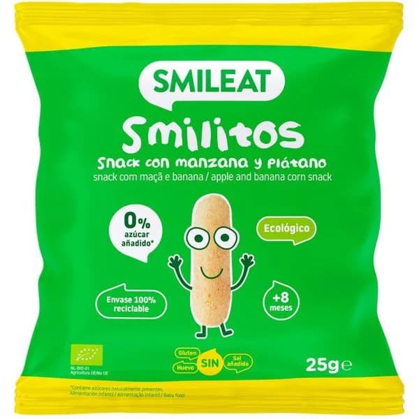 Snack bio de manzana, plátano SMILEAT, bolsa 25 g - 0.03 kg - Imagen del producto en Findit