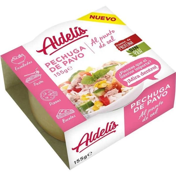 Pechuga de pavo al punto de sal ALDELIS, lata 95 g - 0.1 kg - Imagen del producto en Findit