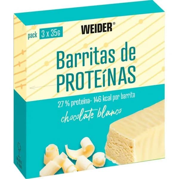 Barrita de proteína y chocolate blanco WEIDER, 3 uds, caja 105 g - 1 ud - Imagen del producto en Findit