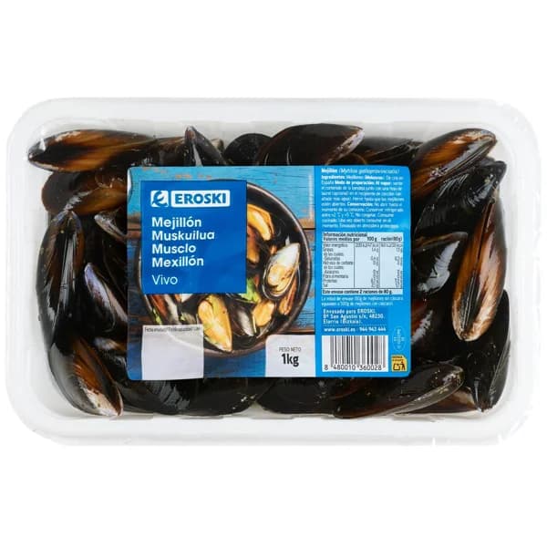 Mejillón vivo-limpio, bandeja 1 kg - 1 kg - Imagen del producto en Findit