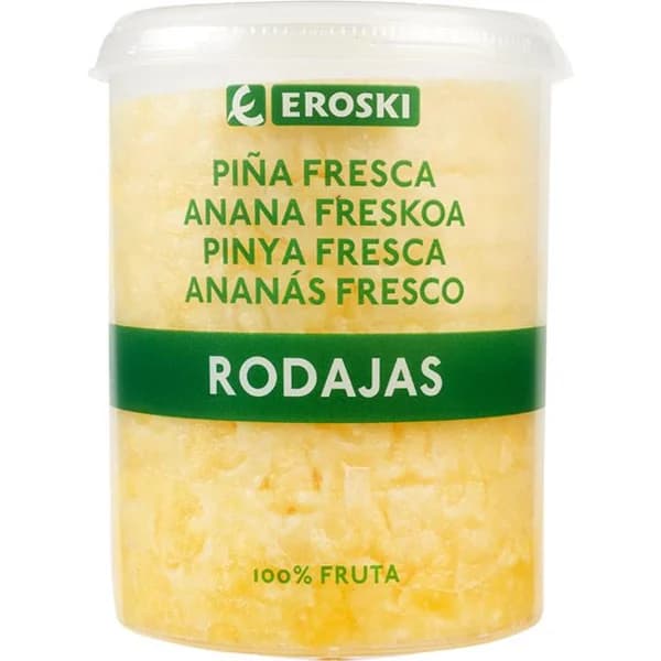 Piña en rodajas EROSKI, bote aprox. 490 g - 0.49 kg - Imagen del producto en Findit