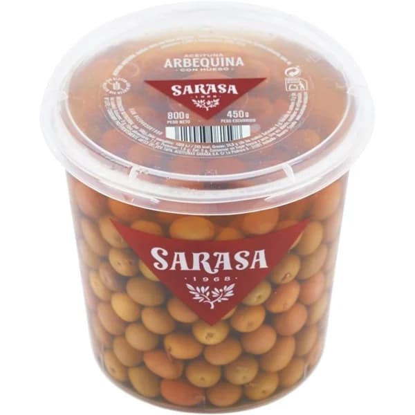 Aceitunas arbequina SARASA, frasco 450 g - 0.45 kg - Imagen del producto en Findit