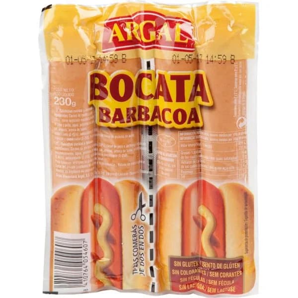 Salchichas bocata barbacoa ARGAL, sobre 230 g - 1 ud - Imagen del producto en Findit