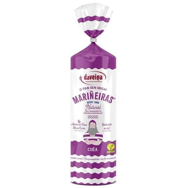 Tostas de pan Mariñeiras con chía DAVEIGA, bolsa 200 g - 0.2 kg - Imagen del producto en Findit