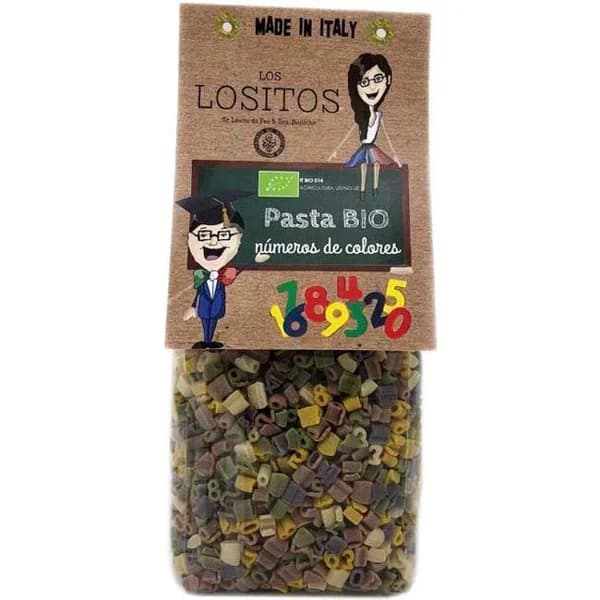 Pasta números de colores orgánicos LOS LOSITOS, paquete 250 g - 0.25 kg - Imagen del producto en Findit