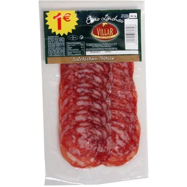 Salchichón ibérico extra VILLAR, sobre 45 g - 0.05 kg - Imagen del producto en Findit