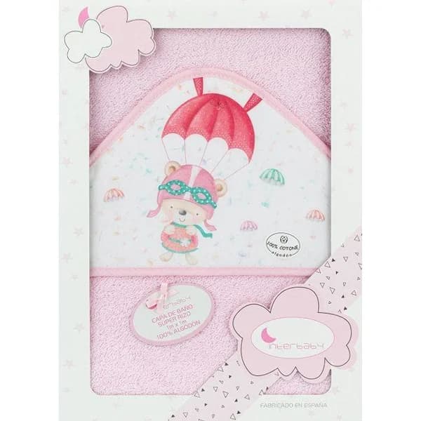 Capa de baño 100x100cm  con capucha, 100% algodón tacto suave,absorbente INTERBABY - 1 ud - Imagen del producto en Findit