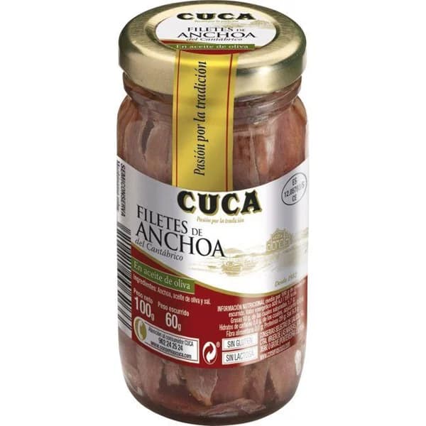 Anchoa en aceite de oliva CUCA, frasco 60 g - 0.06 kg - Imagen del producto en Findit