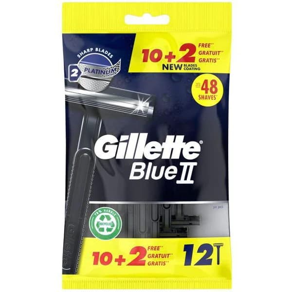 Máquina afeitar desechable Blue II fija GILLETTE, bolsa 10+2 uds - 2 ud - Imagen del producto en Findit