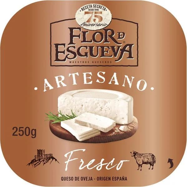 Queso fresco de oveja artesano FLOR DE ESGUEVA, tarrina 250 g - 0.25 kg - Imagen del producto en Findit