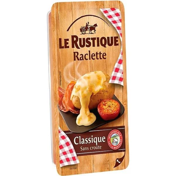 Queso Raclette sin corteza LE RUSTIQUE, lonchas, bandeja 350 g - 0.35 kg - Imagen del producto en Findit