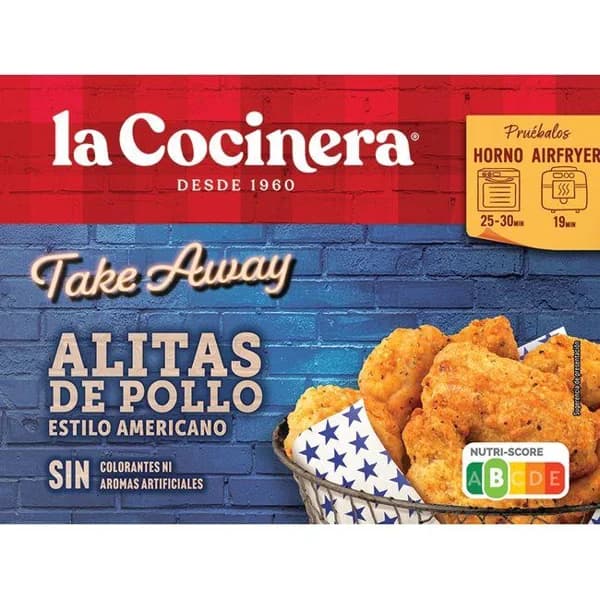 Alitas de pollo estilo americano LA COCINERA, caja 400 g - 0.4 kg - Imagen del producto en Findit