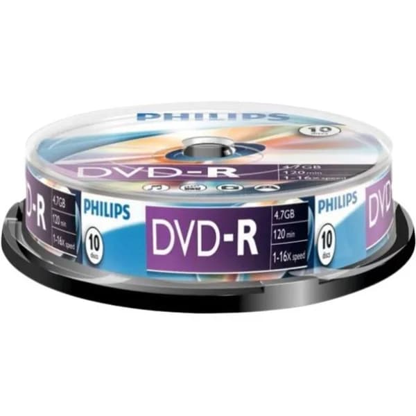 DVD-R grabables, 4,7 GB, 120 minutos, 16x PHILIPS, Pack 10 uds - 1 ud - Imagen del producto en Findit
