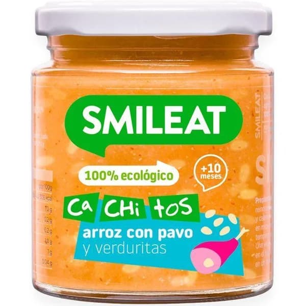 Cachitos de arroz-pavo-verduras ecológicas SMILEAT, tarro 230 g - 0.23 kg - Imagen del producto en Findit