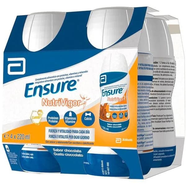Preparado alimenticio Nutrivigor chocolate ENSURE, pack 4x220 ml - 0.88 l - Imagen del producto en Findit