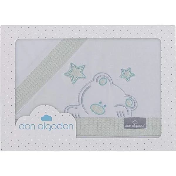 Sábanas cuna D Algodón Oso blanco Verde nido de abeja 3 piezas INTERBABY, 60x120cm - 72 m - Imagen del producto en Findit