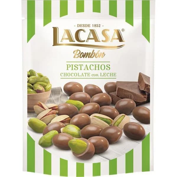 Divinos bombón pistacho-choco leche LACASA, doypack 100 g - 1 ud - Imagen del producto en Findit