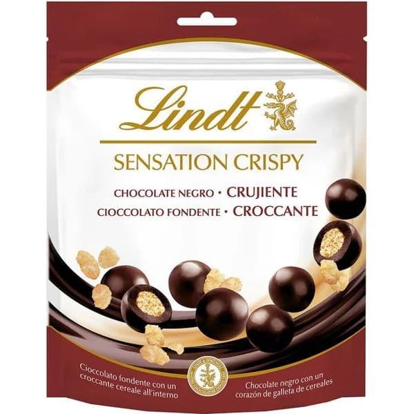 Sensation crispy chocolate negro con galleta LINDT, bolsa 140 g - 1 ud - Imagen del producto en Findit