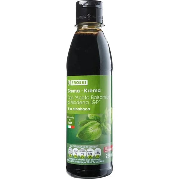 Crema de Módena de albahaca EROSKI, botella 250 ml - 0.25 l - Imagen del producto en Findit