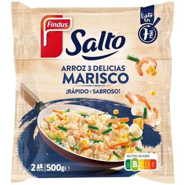 Arroz tres delicias marisco FINDUS, bolsa 500 g - 0.5 kg - Imagen del producto en Findit