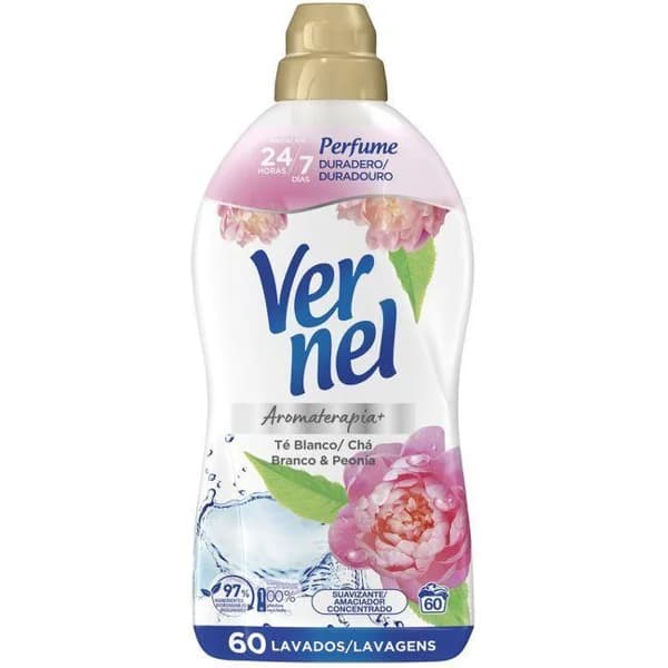 Suavizante té + peonia VERNEL, botella 60 dosis - 60 ud - Imagen del producto en Findit