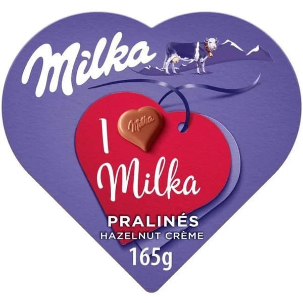 Bombón I Love relleno con crema avellana MILKA, caja 165 g - 0.17 kg - Imagen del producto en Findit