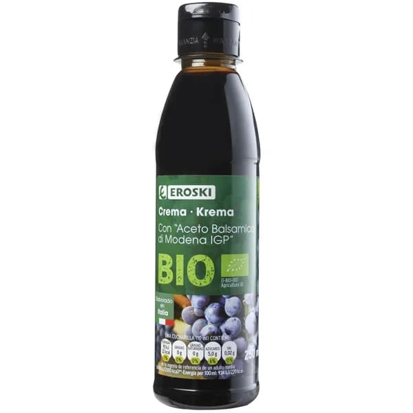 Crema balsámica ecológica EROSKI BIO, botella 250 ml - 0.25 l - Imagen del producto en Findit