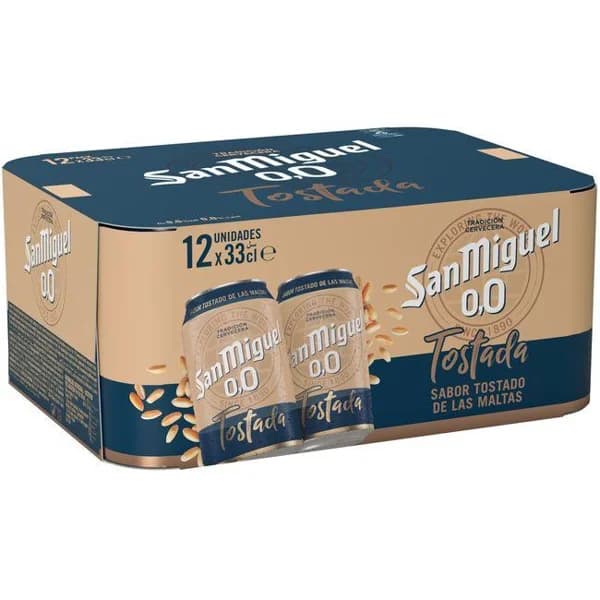 Cerveza tostada 0,0 SAN MIGUEL, pack lata 12x33 cl - 3.96 l - Imagen del producto en Findit