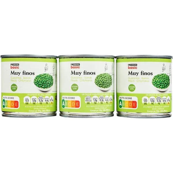 Guisante muy fino EROSKI BASIC, pack 3x140 g - 0.42 kg - Imagen del producto en Findit