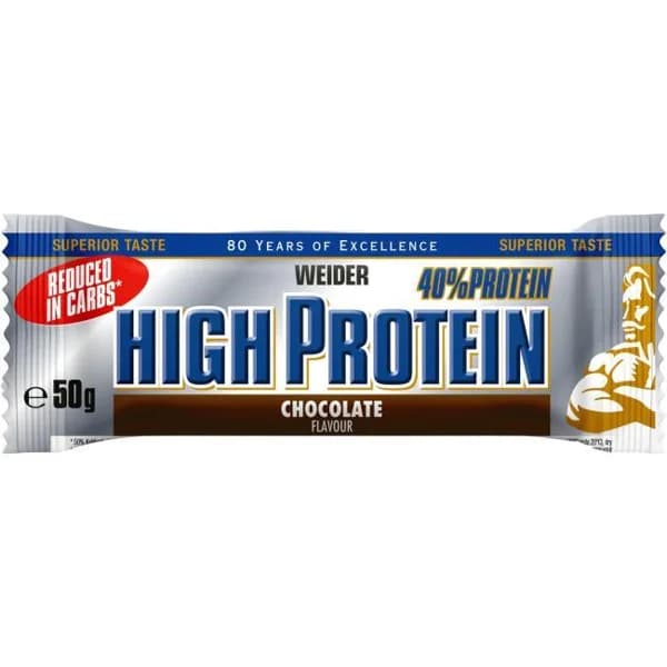 Barrita 40% proteína bajo carbohidrato sabor choco WEIDER, 50 g - 0.05 kg - Imagen del producto en Findit
