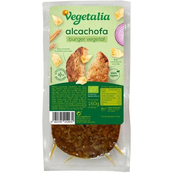 Vegeburguer de alcachofa bio ccpae VEGETALIA, sobre 160 g - 0.16 kg - Imagen del producto en Findit