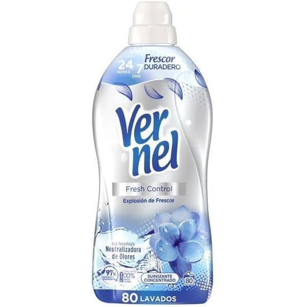 Suavizante azul fresh control VERNEL, botella 80 dosis - 80 ud - Imagen del producto en Findit