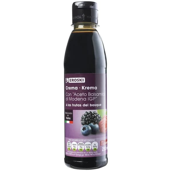 Crema balsámica de frutos del bosque EROSKI, botella 250 ml - 0.25 l - Imagen del producto en Findit