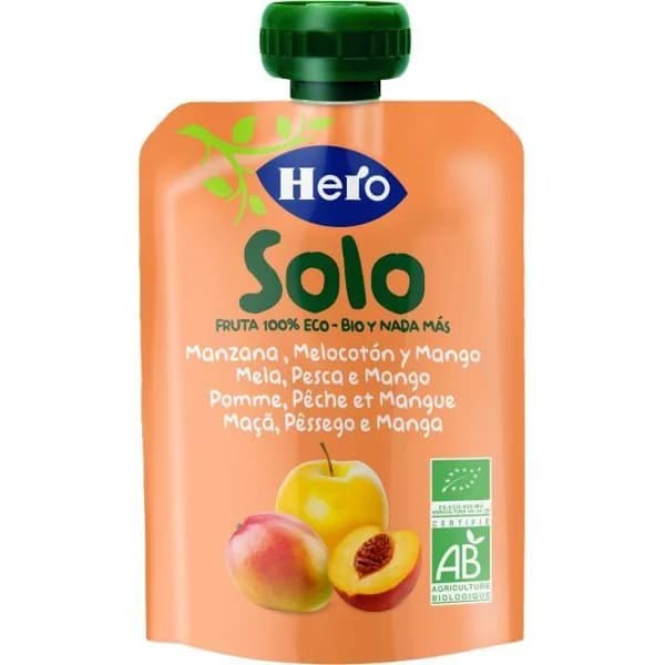 Manzana, melocotón y mango HERO SOLO BIO, doypack 100 g - 0.1 kg - Imagen del producto en Findit